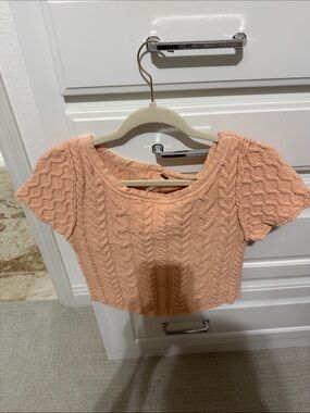 Peach Textured Knit Crop Top